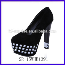 SR-15WHE1391 chaussures noires d&#39;été femmes Chine gros chaussures talons hauts chaussures talons hauts 2015